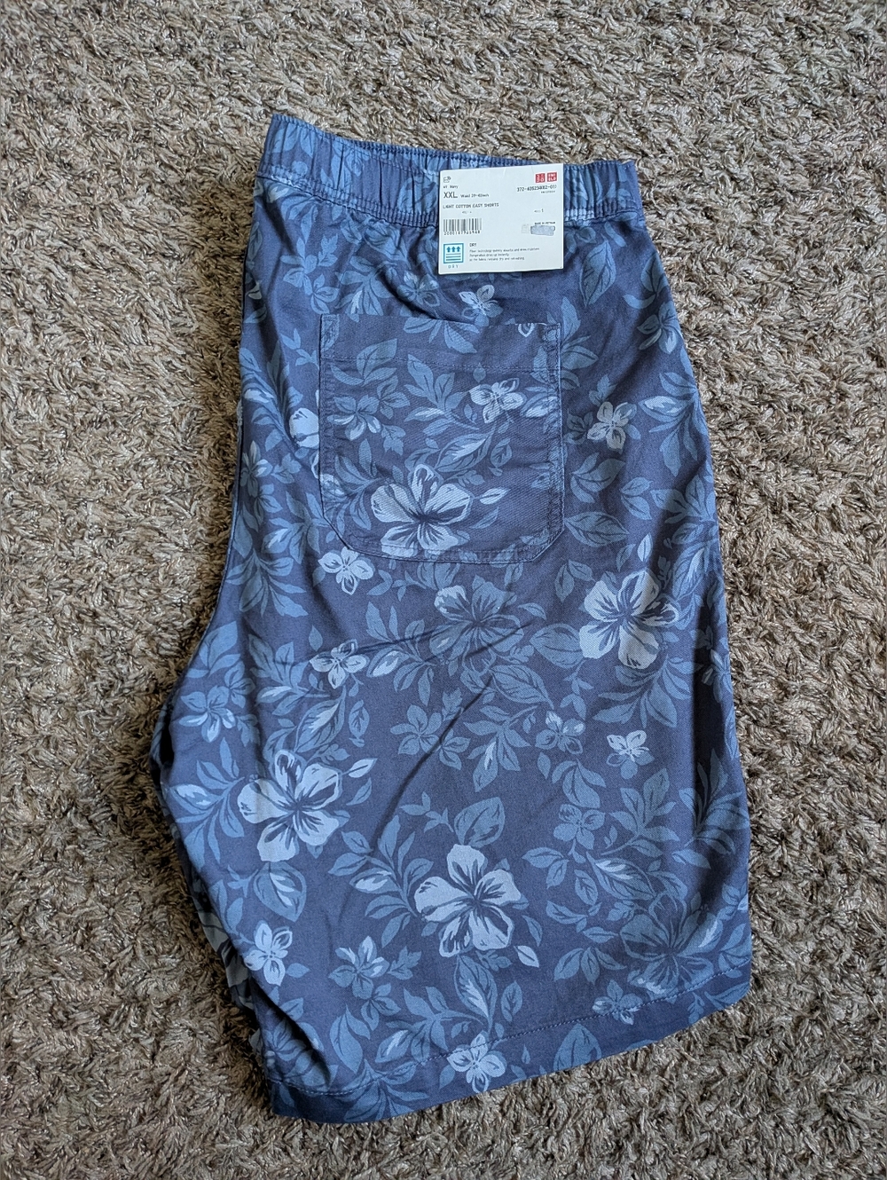 NWT Uniqlo Navy Light Weight Cotton Floral Print Easy Shorts Men's XXL